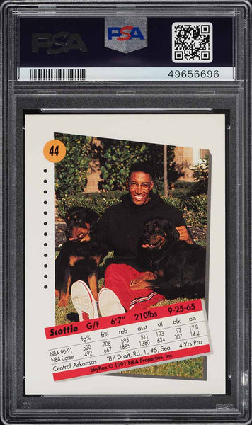 1991 Skybox BkB Card # 44 Scottie Pippen Chicago Bulls HOF PSA 10 GEM MINT (MGD2)