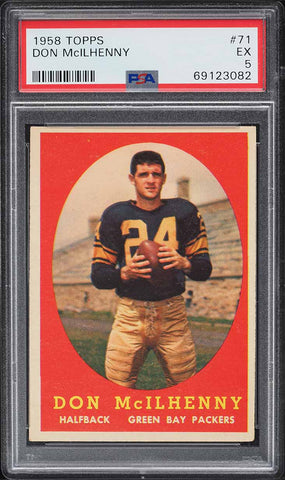 1958 Topps FB Card # 71 Don McIlhenny Green Bay Packers ROOKIE RC PSA 5 EX (MGD2)