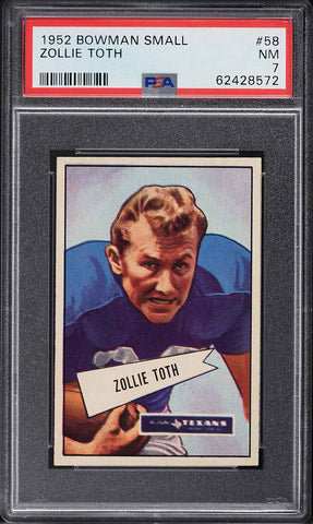 1952 Bowman Small FB Card # 58 Zollie Toth Dallas Texans PSA 7 NRMT (MGD2)