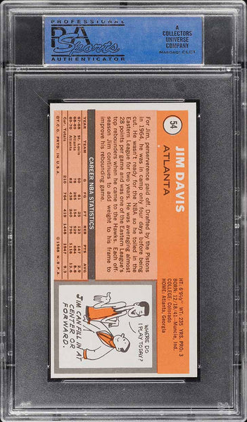 1970 Topps Bkb Card # 54 Jim Davis Atlanta Hawks PSA 8 NM-MT (MGD2)