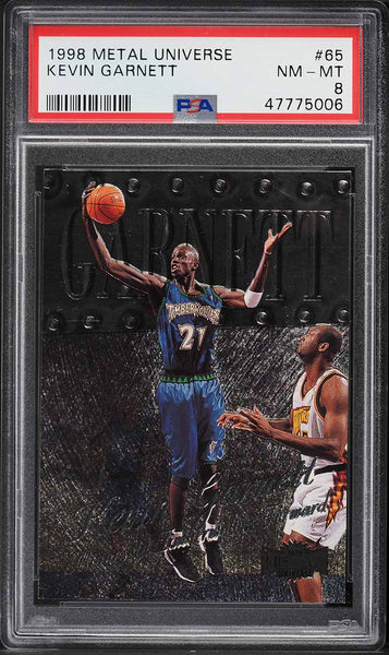 1998 Metal Universe BkB Card # 65 Kevin Garnett Minnesota Timberwolves HOF PSA 8 (MGD2)