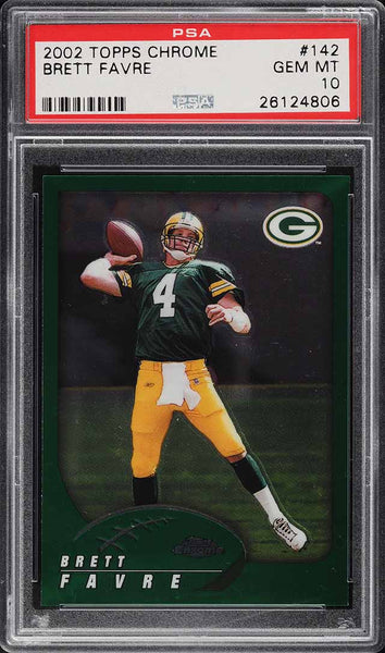 2002 Topps Chrome FB Card #142 Brett Favre Green Bay Packers HOF PSA 10 GEM MINT (MGD2)