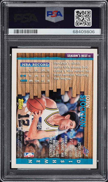 1996 Topps BkB Season's Best Card # 11 John Stockton Utah Jazz HOF PSA 8 NM-MT (MGD2)