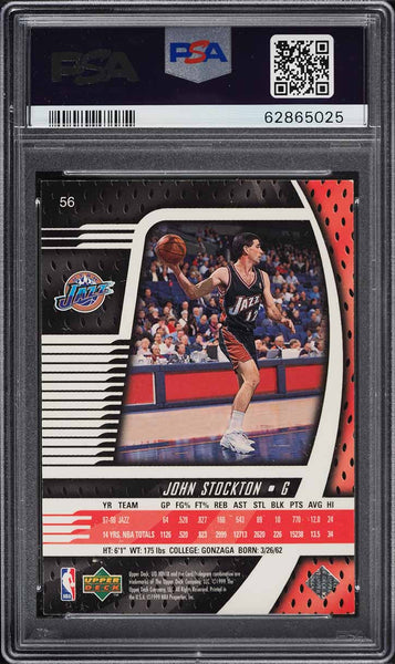 1998 Upper Deck Ionix BkB Card # 56 John Stockton Utah Jazz HOF PSA 9 MINT (MGD2)