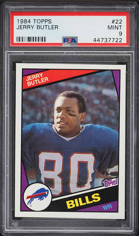 1984 Topps FB Card # 22 Jerry Butler Buffalo Bills PSA 9 MINT (MGD2)