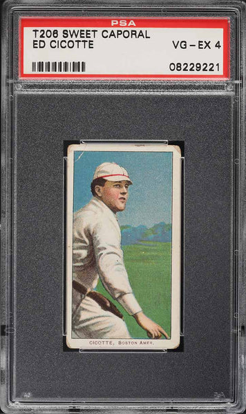 1909-11 T206 Ed Cicotte Boston, SWEET CAPORAL 150/30 PSA 4 VGEX, BLK SOX SCANDAL (MGD2)