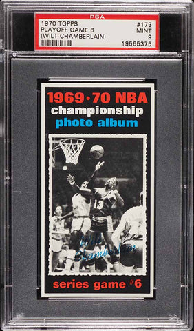 1970 Topps BkB Card #173 Wilt Chamberlain HOF PLAYOFF GAME 6 PSA 9 MINT (MGD2)