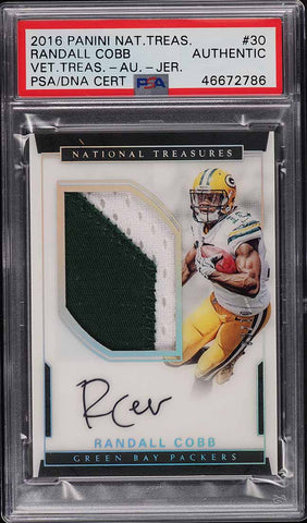 2016 National Treasures #30 Randall Cobb PATCH PSA/DNA AUTO /10 AUTH (MGD2)