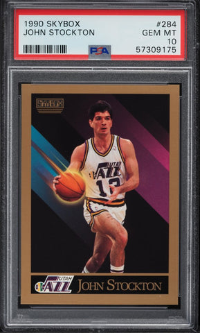 1990 Skybox BkB Card #284 John Stockton Utah Jazz HOF PSA 10 GEM MINT (MGD2)