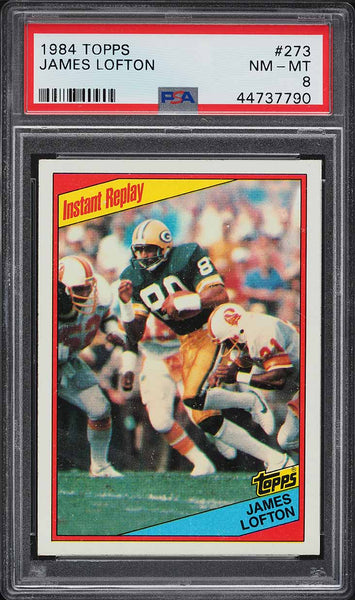 1984 Topps FB Card #273 James Lofton Packers INSTANT REPLAY HOF PSA 8 NM-MT (MGD2)