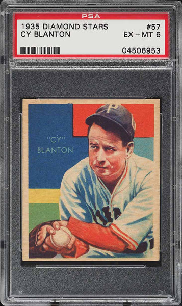 1935 Diamond Stars BB Card # 57 Cy Blanton Pittsburgh Pirates PSA 6 EXMT (MGD2)