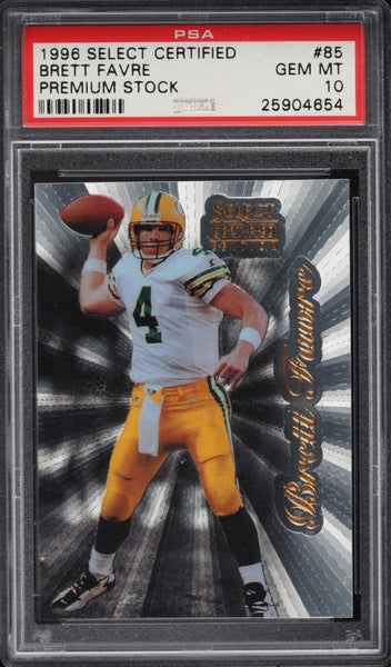 1996 Select Certified FB Card # 85 Brett Favre HOF PREMIUM STOCK PSA 10 GEM MINT (MGD2)