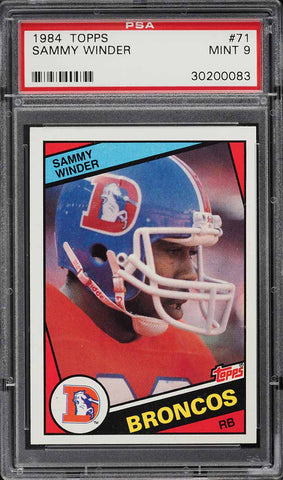 1984 Topps FB Card # 71 Sammy Winder Denver Broncos ROOKIE RC PSA 9 MINT (MGD2)