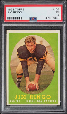 1958 Topps FB Card #103 Jim Ringo Green Bay Packers HOF PSA 7 NRMT (MGD2)