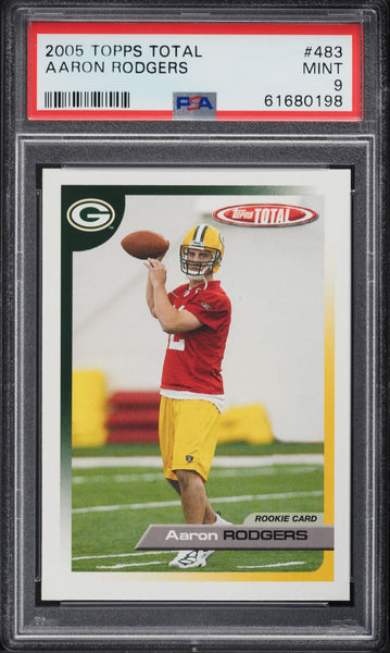 2005 Topps Total FB Card #483 Aaron Rodgers ROOKIE RC PSA 9 MINT (MGD2)