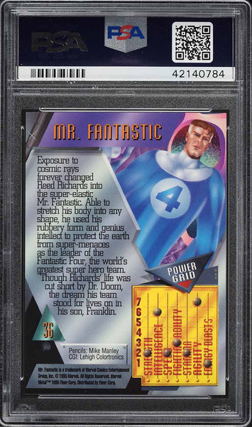 1995 Marvel Metal Card # 36 Mr. Fantastic PSA 10 GEM MINT (MGD2)