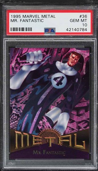 1995 Marvel Metal Card # 36 Mr. Fantastic PSA 10 GEM MINT (MGD2)