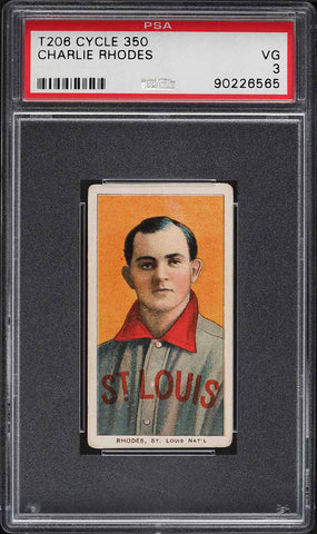 1909-11 T206 Charlie Rhodes St. Louis, CYCLE 350 PSA 3 VG PWCC-A (MGD2)