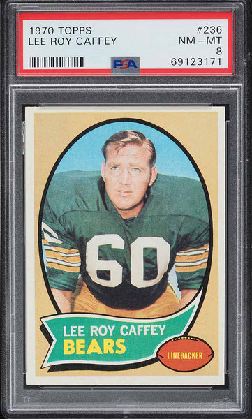 1970 Topps FB Card #236 Lee Roy Caffey Green Bay Packers HOF PSA 8 NM-MT (MGD2)