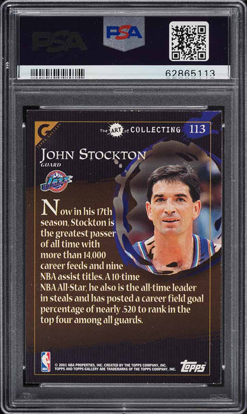 2000 Topps Gallery BkB Card #113 John Stockton Utah Jazz HOF PSA 8 NM-MT (MGD2)