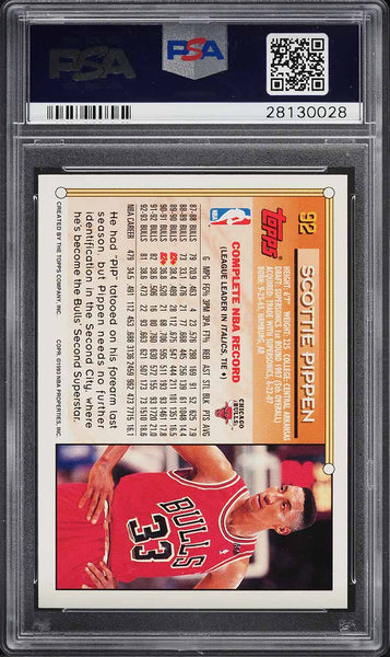 1993 Topps Gold BkB Card # 92 Scottie Pippen Chicago Bulls HOF PSA 10 GEM MINT (MGD2)