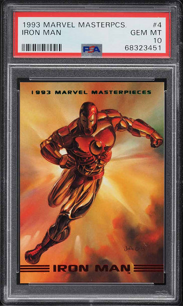 1993 Marvel Masterpieces Card # 4 Iron Man PSA 10 GEM MINT (MGD2)