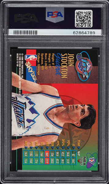 1997 Metal Universe BkB Card # 17 John Stockton HOF CHAMPIONSHIP PSA 8 NM-MT (MGD2)