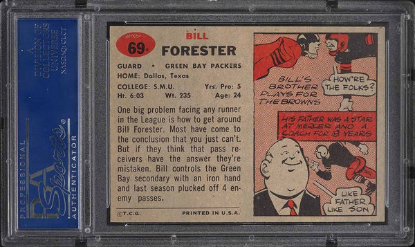 1957 Topps FB Card # 69 Bill Forester PSA 7 NRMT (MGD2)