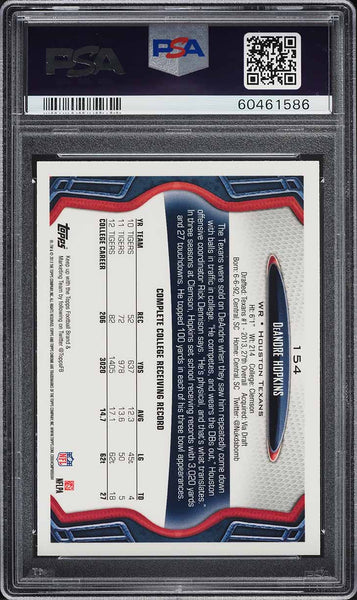 2013 Topps Chrome FB Card #154 DeAndre Hopkins ROOKIE RC PSA 10 GEM MINT (MGD2)