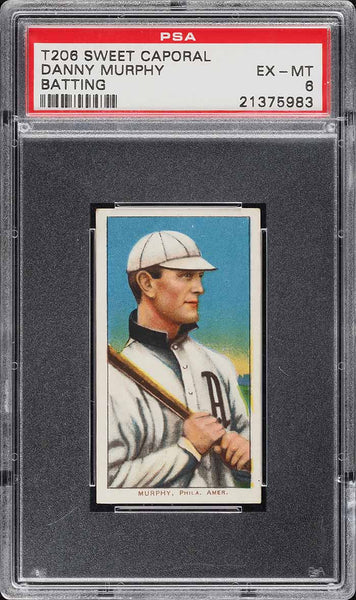 1909-11 T206 Danny Murphy Philadelphia, BATTING, SWEET CAPORAL 350/30 PSA 6 EXMT (MGD2)