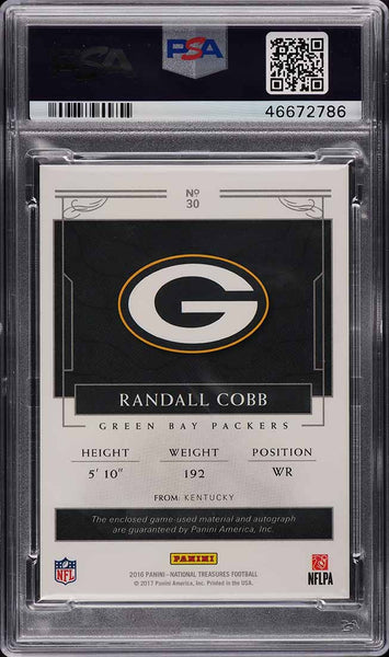 2016 National Treasures #30 Randall Cobb PATCH PSA/DNA AUTO /10 AUTH (MGD2)