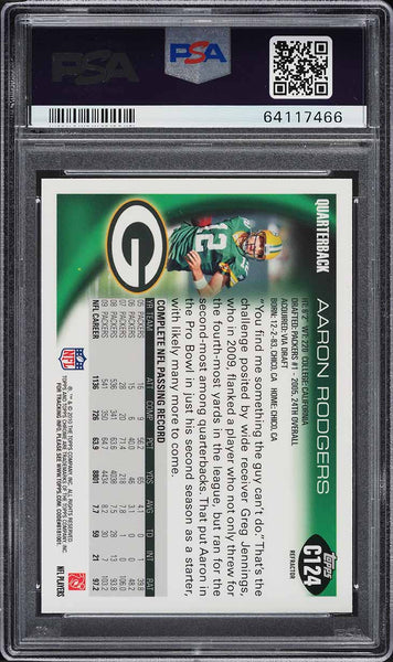 2010 Topps Chrome FB Card #C124 Aaron Rodgers ORANGE REFRACTOR PSA 9 MINT (MGD2)