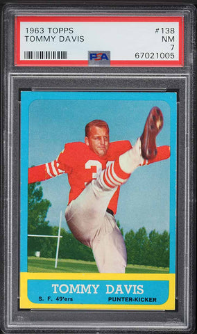 1963 Topps FB Card #138 Tommy Davis San Francisco 49ers PSA 7 NRMT (MGD2)