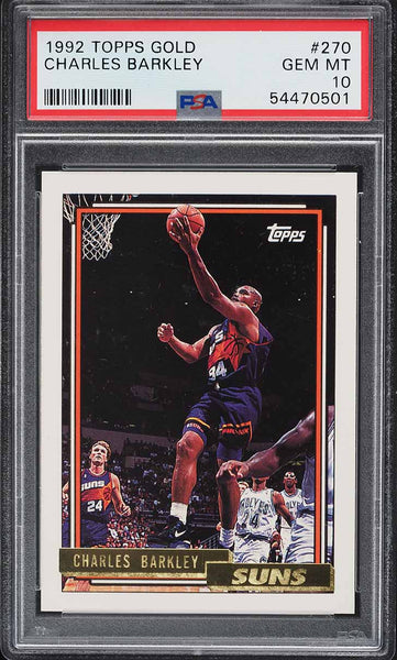 1992 Topps Gold BkB Card #270 Charles Barkley Phoenix Suns HOF PSA 10 GEM MINT (MGD2)