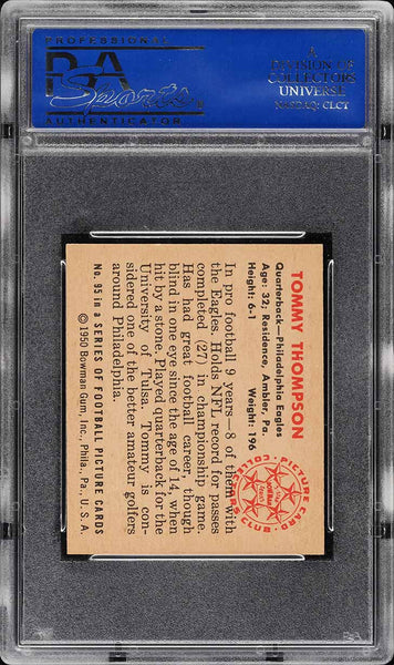 1950 Bowman FB Card # 95 Tommy Thompson Philadelphia Eagles PSA 8 NM-MT (MGD2)