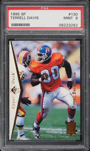 1995 SP FB Card #130 Terrell Davis Denver Broncos HOF ROOKIE RC PSA 9 MINT (MGD2)