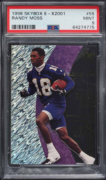 1998 Skybox E-X2001 FB Card # 55 Randy Moss ROOKIE RC HOF PSA 9 MINT (MGD2)