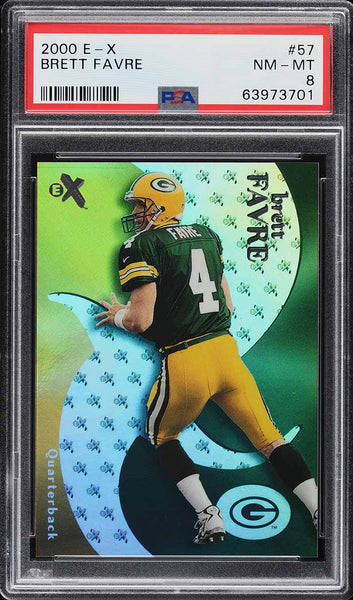 2000 Fleer E-X FB Card # 57 Brett Favre HOF PSA 8 NM-MT (MGD2)