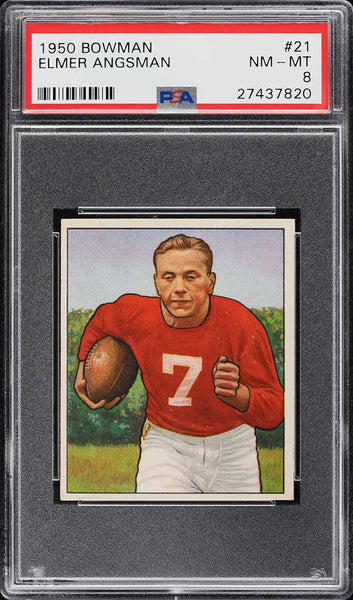 1950 Bowman FB Card # 21 Elmer Angsman Chicago Cardinals PSA 8 NM-MT (MGD2)