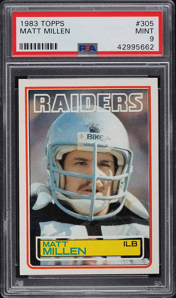 1983 Topps FB Card #305 Matt Millen Los Angeles Raiders PSA 9 MINT (MGD2)