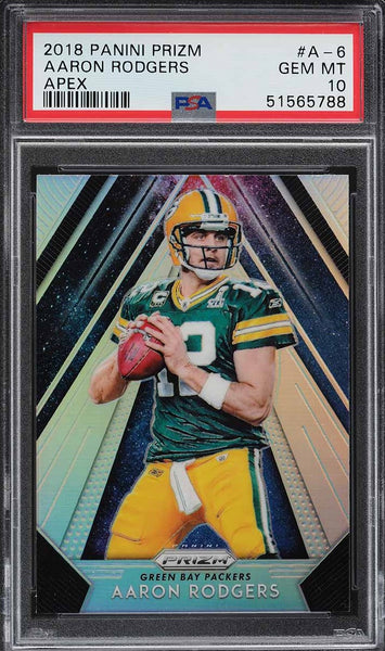 2018 Panini Prizm FB Card #A-6 Aaron Rodgers Packers APEX PSA 10 GEM MINT (MGD2)