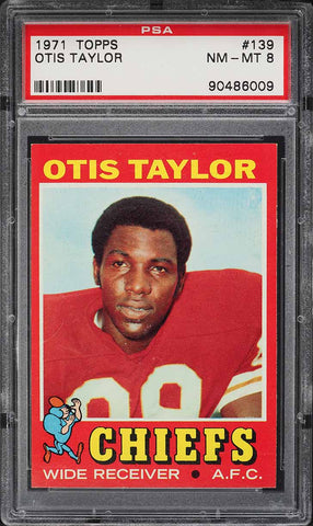 1971 Topps FB Card #139 Otis Taylor Kansas City Chiefs HOF PSA 8 NM-MT (MGD2)