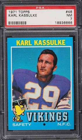 1971 Topps FB Card # 46 Karl Kassulke Minnesota Vikings ROOKIE RC PSA 7 NRMT (MGD2)