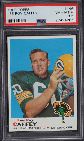 1969 Topps FB Card #146 Lee Roy Caffey Green Bay Packers HOF PSA 8.5 NM-MT+ (MGD2)