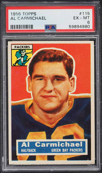 1956 Topps FB Card #115 Al Carmichael Green Bay Packers HOF PSA 6 EXMT (MGD2)