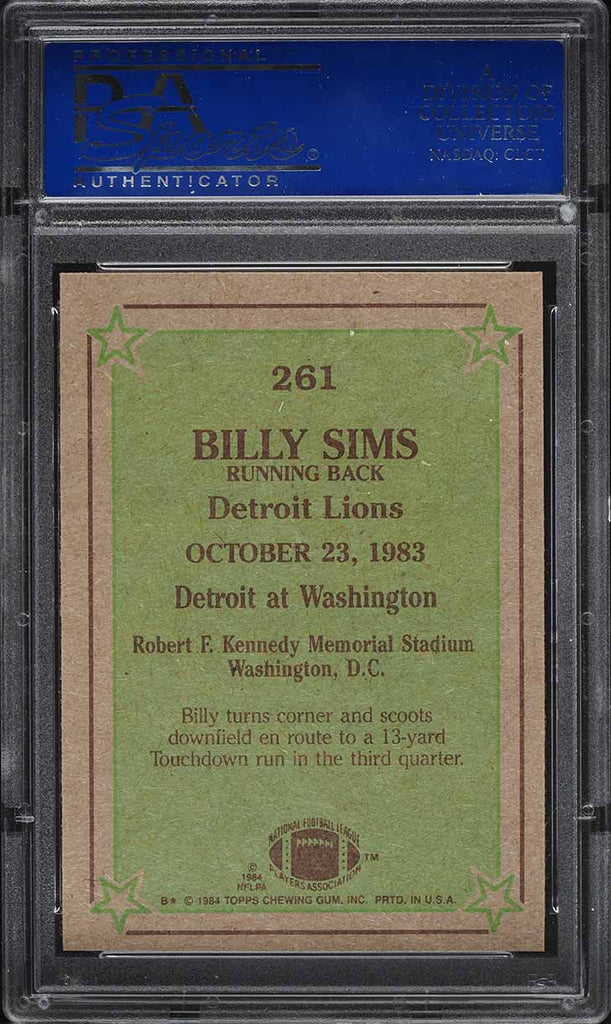 1984 Topps FB Card #261 Billy Sims Detroit Lions INSTANT REPLAY HOF PS – My  Grandpa's Den Collectibles