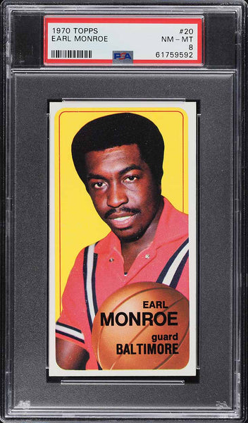 1970 Topps BkB Card # 20 Earl Monroe Baltimore Bullets HOF PSA 8 NM-MT (MGD2)