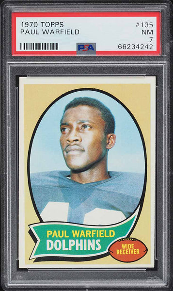 1970 Topps FB Card #135 Paul Warfield Miami Dolphins HOF PSA 7 NRMT (MGD2)