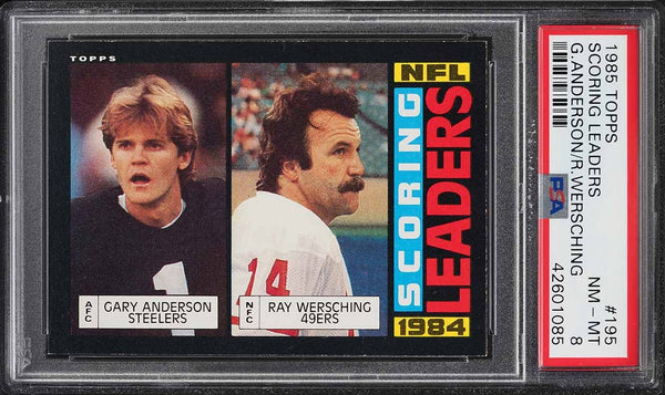 1985 Topps FB Card #195 Gary Anderson Ray Wersching SCORING LEADERS PSA 8 NM-MT (MGD2)