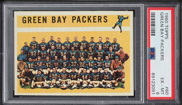 1960 Topps FB Card # 60 Green Bay Packers Team CHECKLIST BACK PSA 6 EXMT (MGD2)